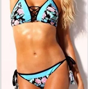Criss Cross Top/Side Tie Bottom Bikini